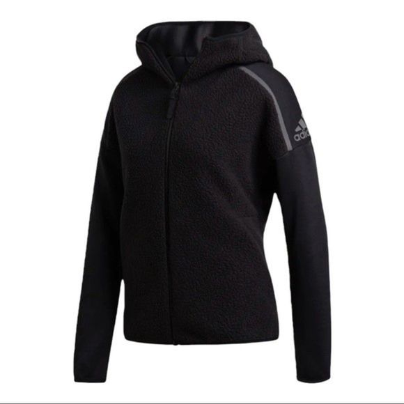 Adidas Men Winterized Black Sherpa Hoodie DM7756 Size XL